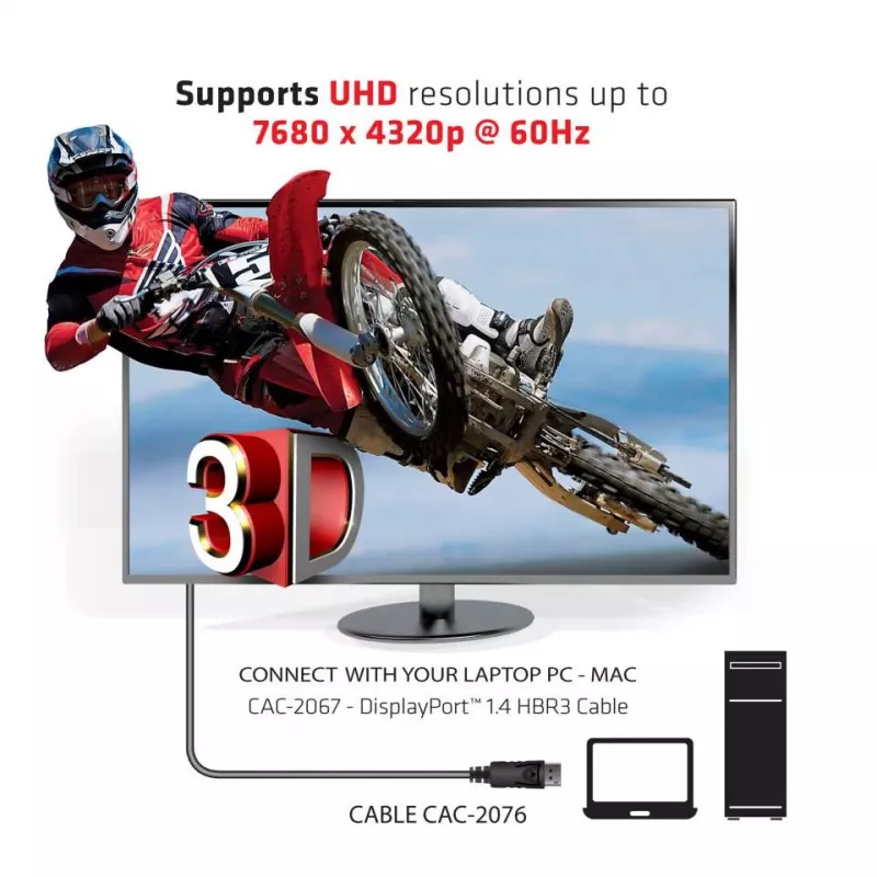 CLUB3D DisplayPort 1.4 HBR3 -kaapeli 1 m / 3,28 ft uros/uros 8K60Hz