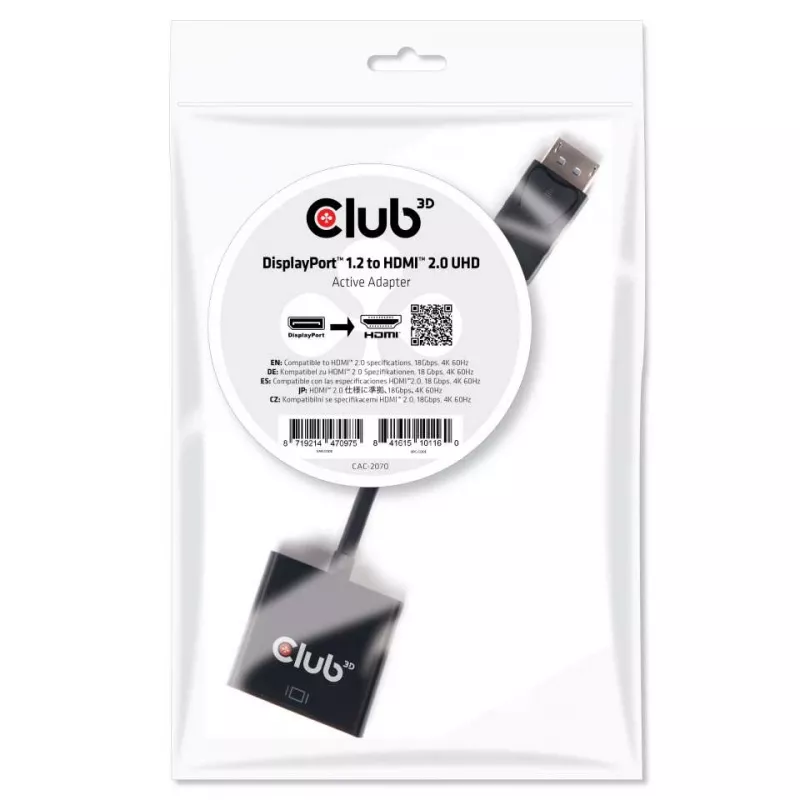 Aktiivinen adapteri DisplayPort 1.2 - HDMI 2.0 CLUB3D CAC-2070