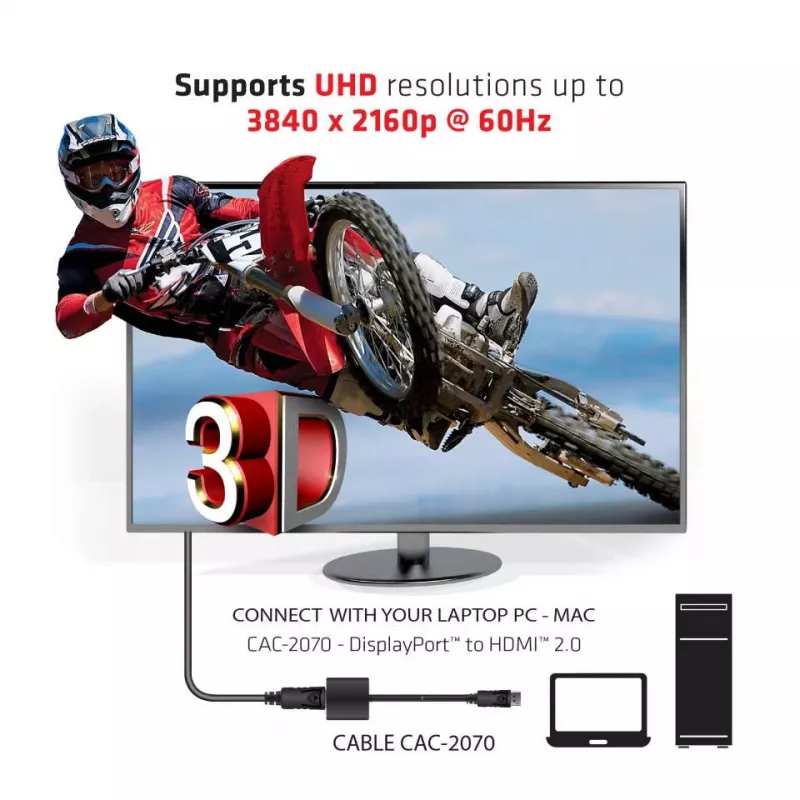 Aktiivinen adapteri DisplayPort 1.2 - HDMI 2.0 CLUB3D CAC-2070