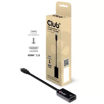 CLUB3D Mini DisplayPort 1.4 - HDMI 2.0b HDR aktiiviadapteri
