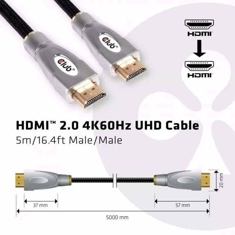 CLUB3D HDMI 2.0 4K60Hz UHD -kaapeli 5 m/16.4ft