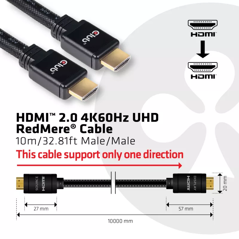 CLUB3D HDMI 2.0 4K60Hz RedMere -kaapeli 10 m/32,8ft