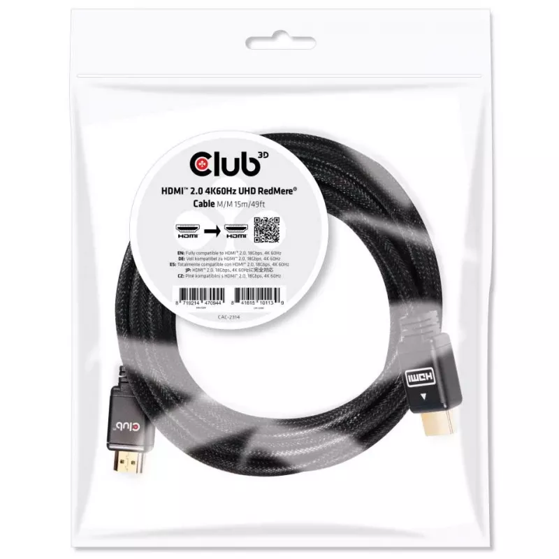 CLUB3D HDMI 2.0 4K60Hz RedMere -kaapeli 15 m/49,2ft