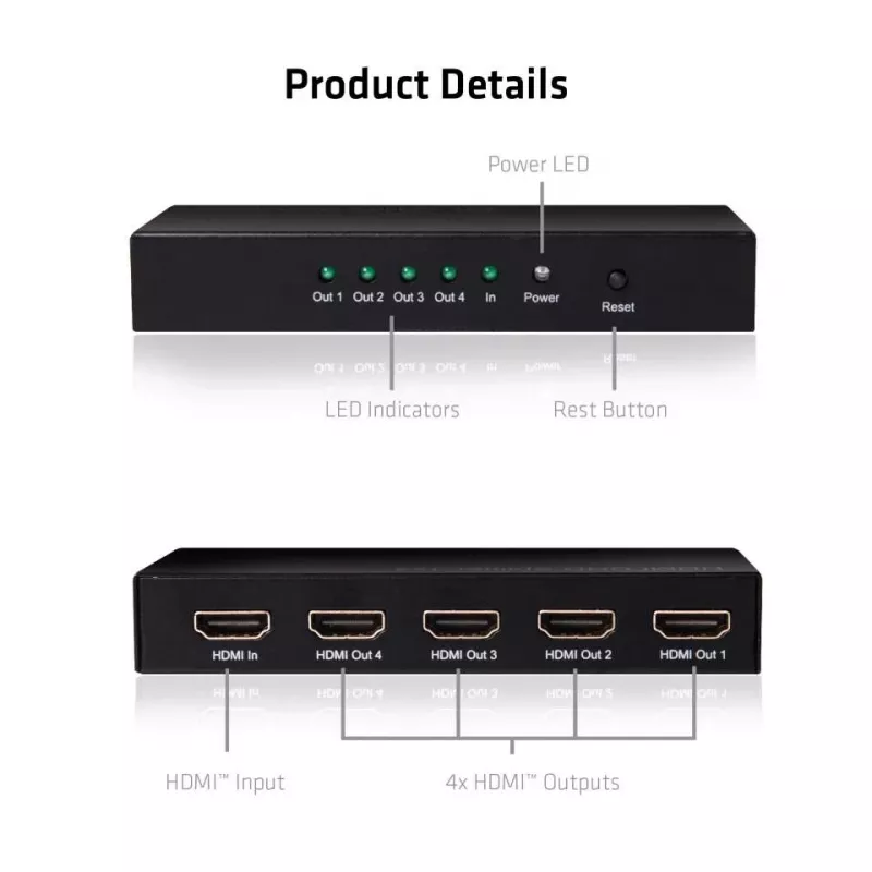 CLUB3D HDMI™ 4K@60Hz UHD -jakaja AC-virralla 4 porttia