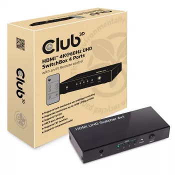 CLUB3D HDMI™ 2.0 UHD 4K60Hz SwitchBox 4 porttia IR-kaukosäätimellä