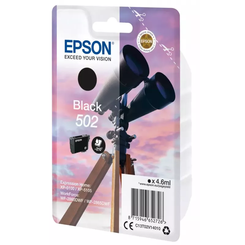 Värikasetti Epson 502 musta T02V1 C13T02V14010