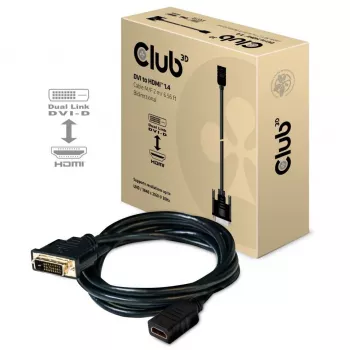 Club 3D CAC-1211 DVI-D–HDMI 1.4 -kaapeli, Dual Link, uros/naaras, 2 m, musta