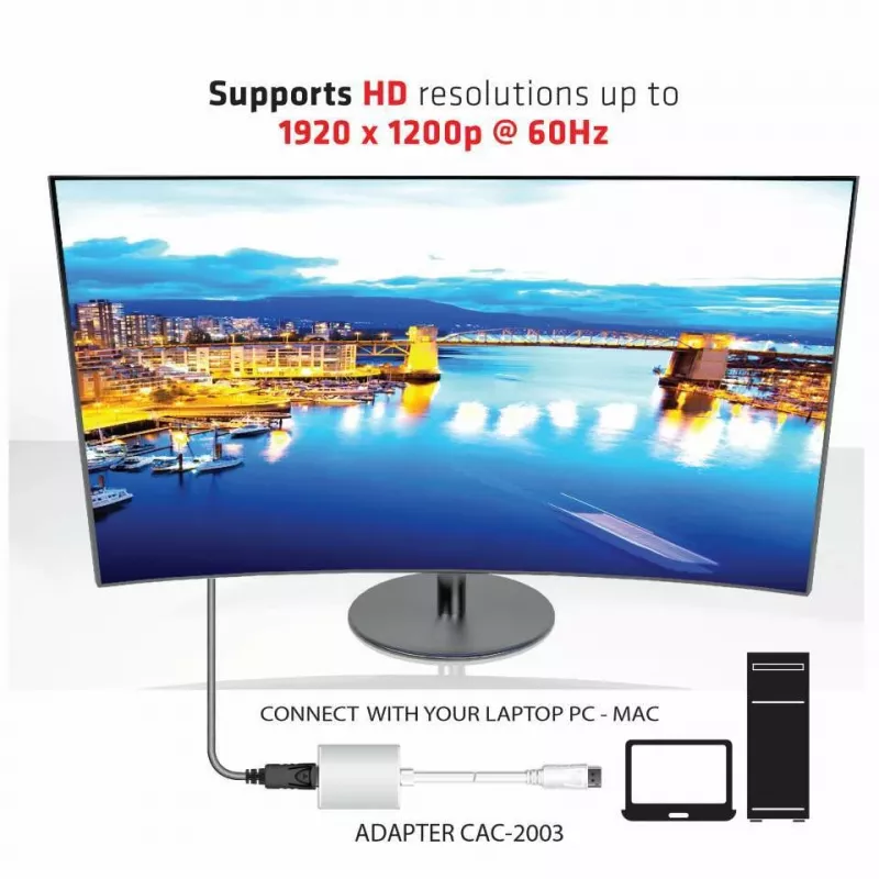 Aktiivinen sovitin DisplayPort – VGA CLUB3D CAC-2003