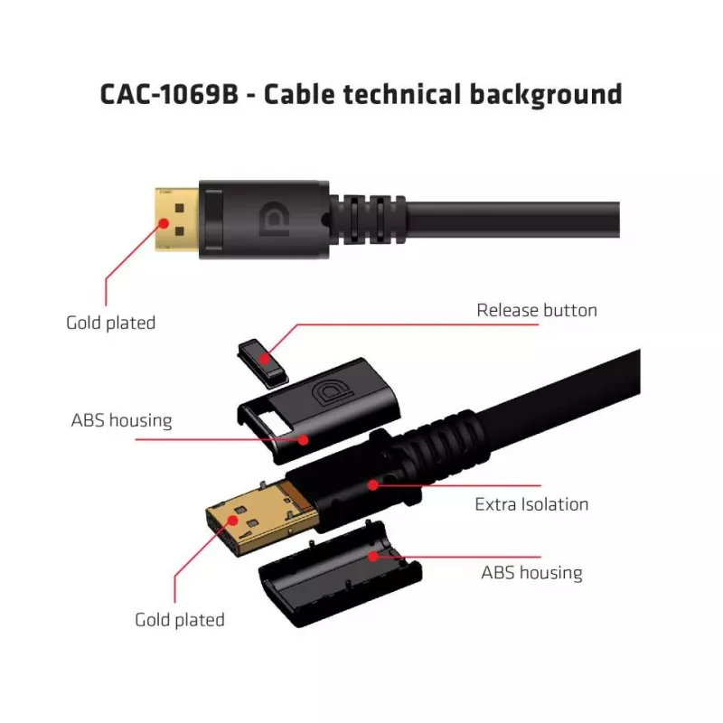 Club 3D CAC-1069B DisplayPort 1.4 HBR3 -kaapeli, 8K 60 Hz, 32,4 Gbit/s, DSC 1.2, VESA-sertifioitu, uros/uros, 4 m, musta