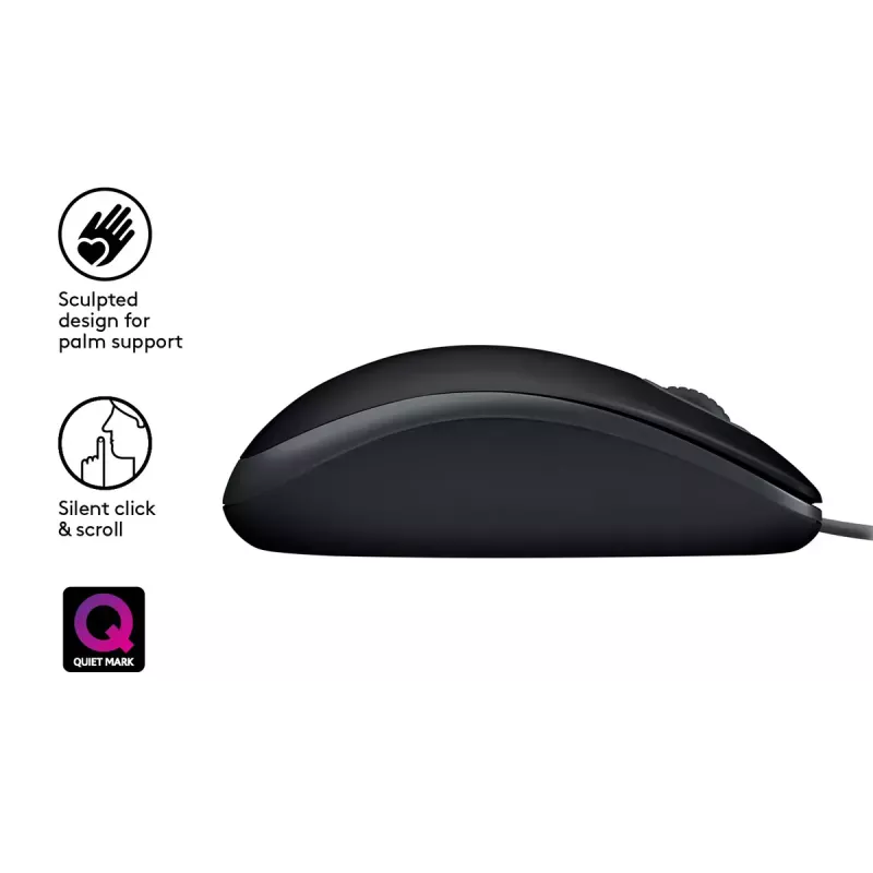 Logitech B110 Silent -hiiri, langallinen, USB, musta