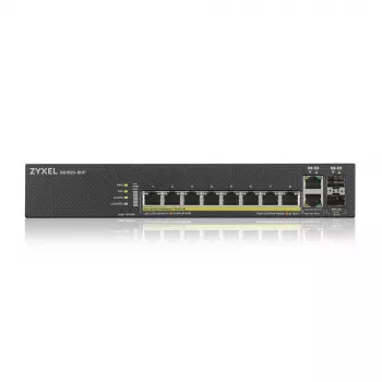 Zyxel GS1920-8HPV2, hallittava Gigabit Ethernet (10/100/1000), Power over Ethernet (PoE), musta