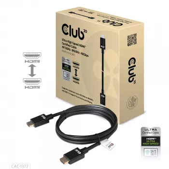 CLUB3D Ultra High Speed HDMI 4K120Hz, 8K60Hz -sertifioitu kaapeli, 48 Gbit/s, uros-uros, 2 m