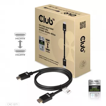 CLUB3D Ultra High Speed HDMI 4K120Hz, 8K60Hz -sertifioitu kaapeli, 48Gbps, uros-uros, 1 m/3.28 ft