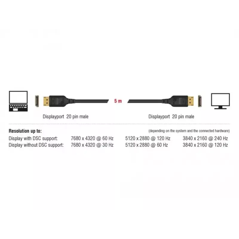 DisplayPort-kaapeli DeLOCK 85663, 5 m, musta