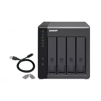 4-paikkainen QNAP TR-004 - 2.5/3.5 tuumaa - Serial ATA II - 0,1,5,10,JBOD - 3.2 Gen 1 (3.1 Gen 1) - USB Type-C -kotelo