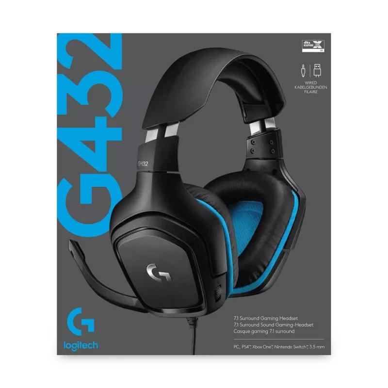 LOGITECH G432 - USB / 3.5mm - pelikuuloke - 7.1 Surround - sininen