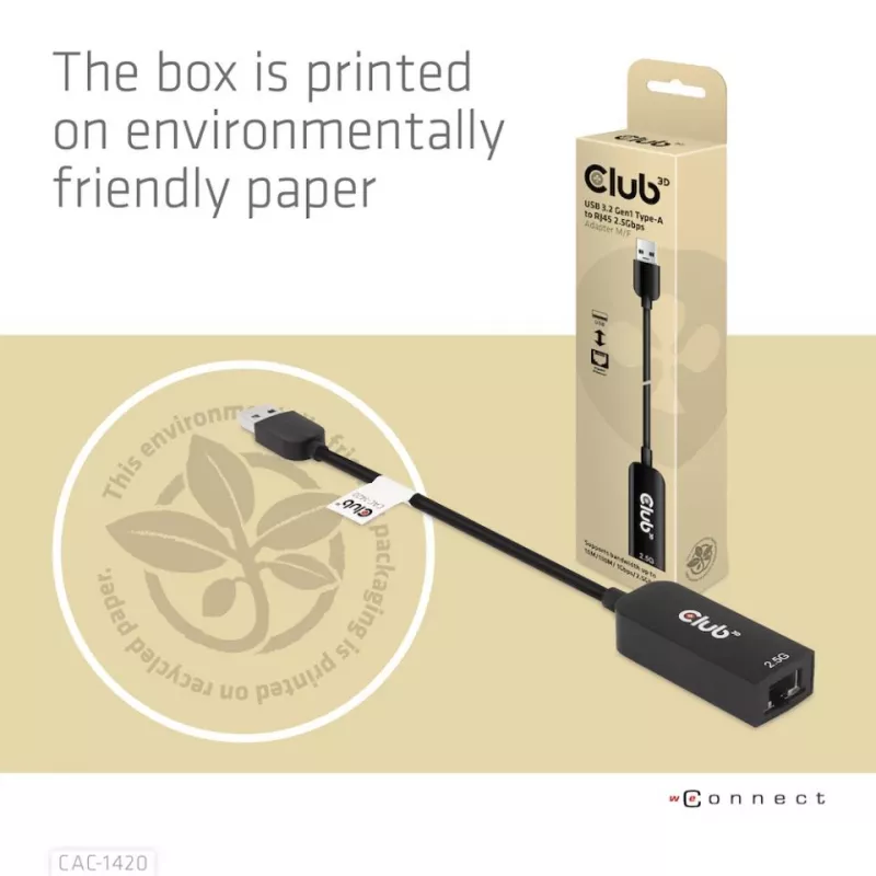 CLUB3D USB 3.2 Gen1 Type-A - RJ45 2.5Gbps -adapteri