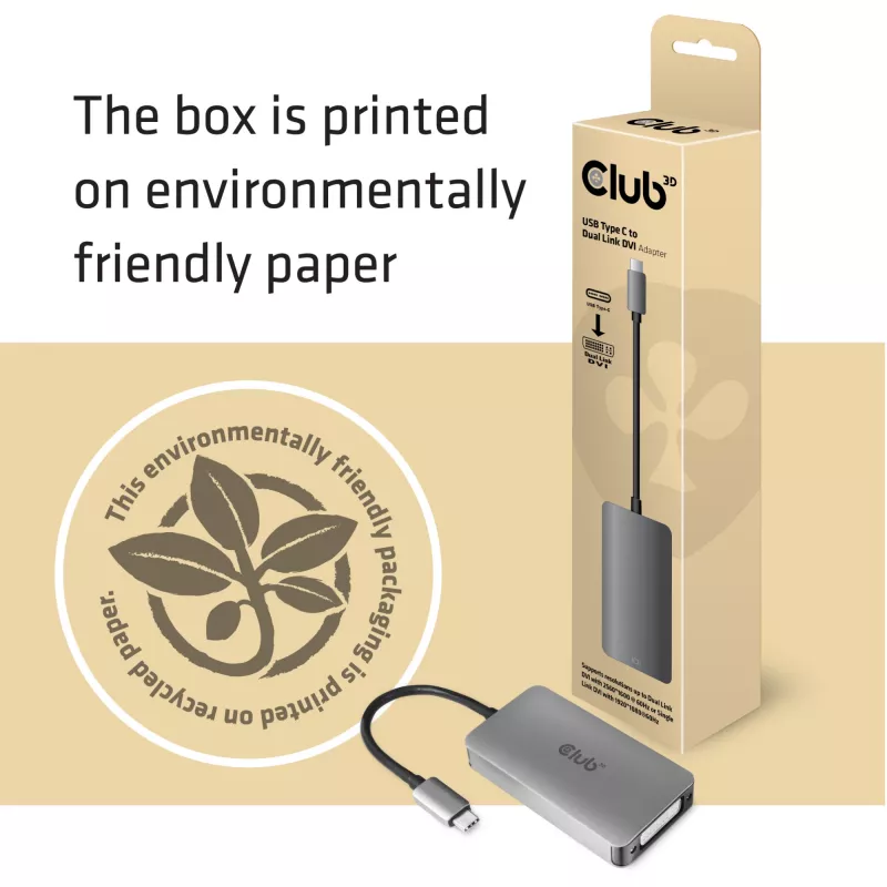 CLUB3D USB3.2 Gen1 Type-C - Dual Link DVI-D HDCP ON Version aktiivinen adapteri M/F