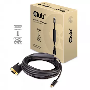 USB Type-C - VGA aktiivinen kaapeli M/M CLUB3D CAC-1512 5 m