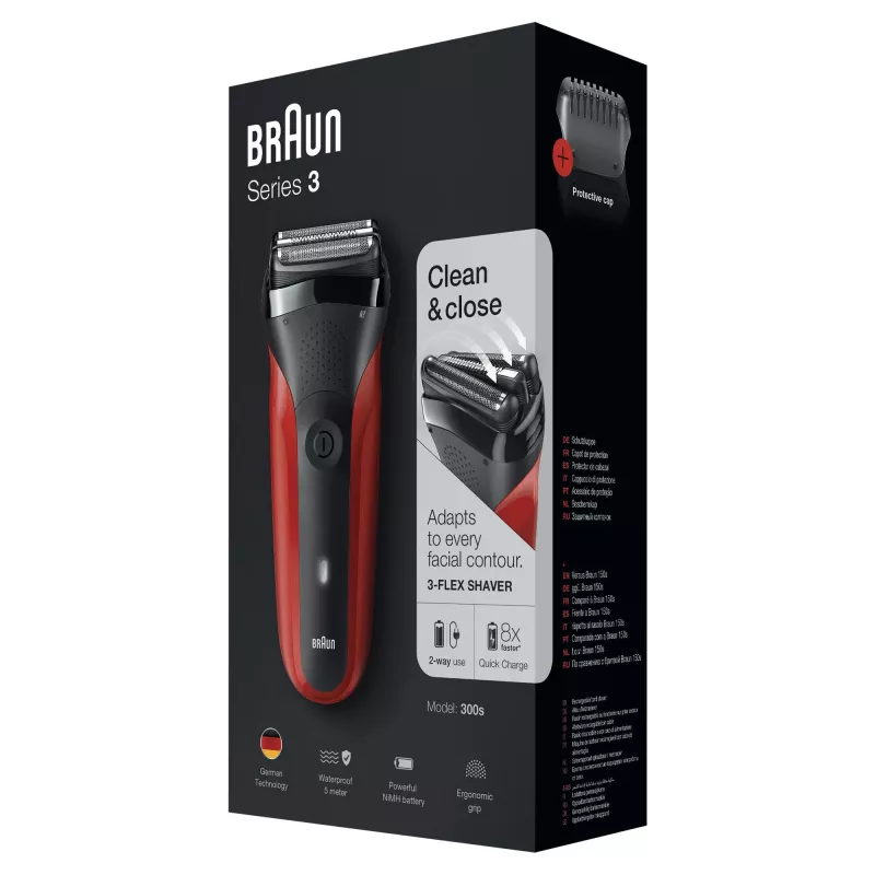 Braun Series 3 300s kalvosarjanajaja trimmeri musta, punainen
