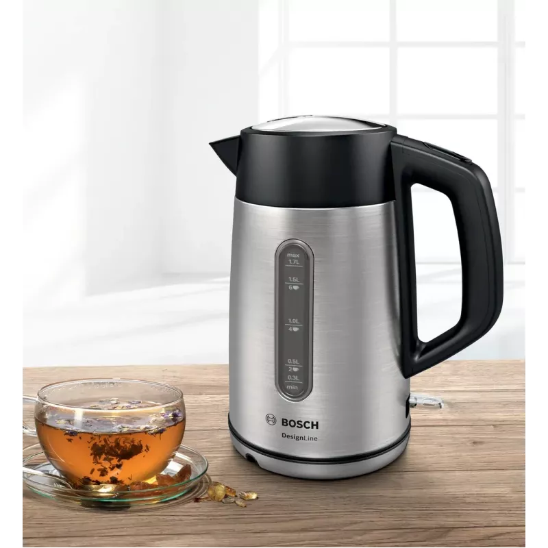 Bosch TWK4P440 vedenkeitin 1,7 L 2400 W musta, ruostumaton teräs