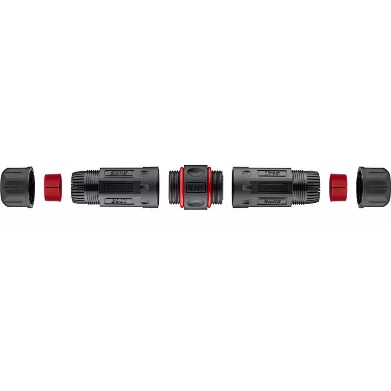 Goobay 79566 ulkokäyttöön tarkoitettu RJ45-liitin, CAT 6 STP, IP68, 2x RJ45-naaras, 12 cm, musta