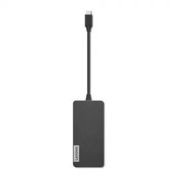 Lenovo GX90T77924 telakointiasema — USB-C-keskitin HDMI 1.4, 2×USB-A 3.2 Gen1, USB-2.0, microSD-kortinlukija, harmaa