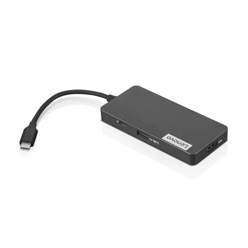 Lenovo GX90T77924 telakointiasema — USB-C-keskitin HDMI 1.4, 2×USB-A 3.2 Gen1, USB-2.0, microSD-kortinlukija, harmaa