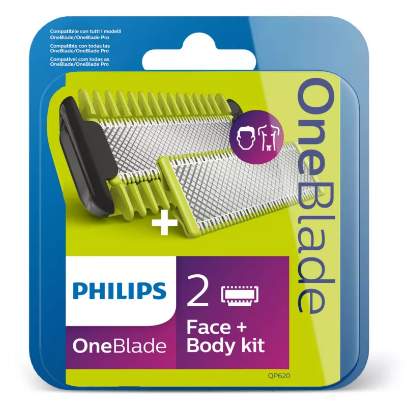 Parranajoterä Philips Norelco OneBlade QP620/50 varaterät, musta, 2 kpl:n pakkaus