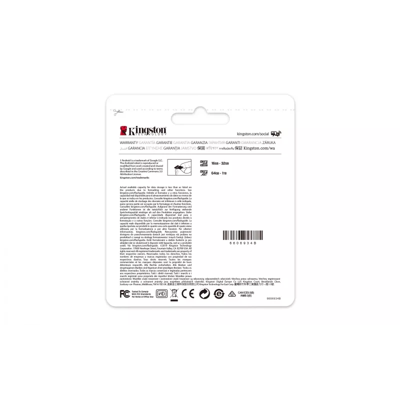 Kingston Technology Canvas Select 64GB microSDXC Plus 100R A1 C10 -kortti + ADP