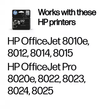 HP 912 musta alkuperäinen mustekasetti, musta, 1 kpl, 250 sivua