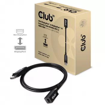 Club 3D CAC-1120 Mini DisplayPort 1.4 - DisplayPort jatkokaapeli F/M, 8K60Hz, 1 m (3,28 ft), musta