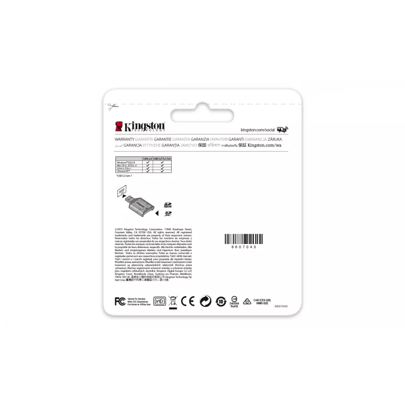 Kingston Technology MobileLite Plus -kortinlukija USB 3.2 Gen 1 (3.1 Gen 1) Type-A musta
