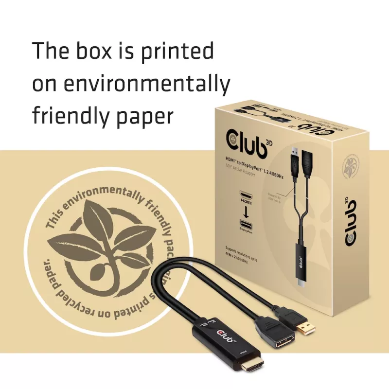 CLUB3D CAC-1331 videokaapeli-adapteri 0,25 m HDMI DisplayPort musta