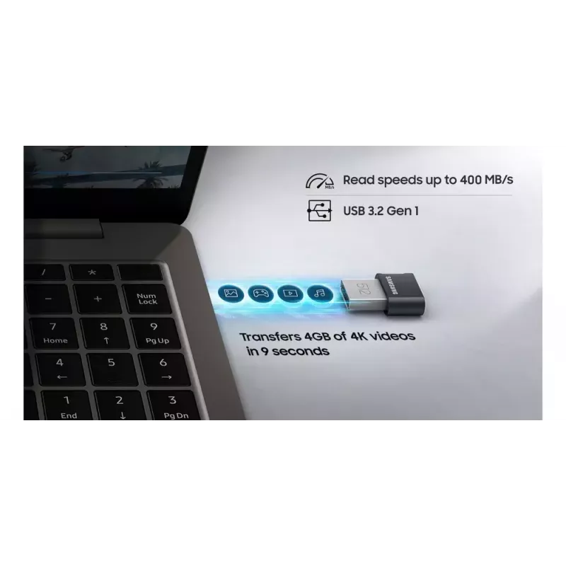 Samsung MUF-64AB USB-muistitikku 64 GB USB Type-A 3.2 Gen 1 (3.1 Gen 1) harmaa, hopea