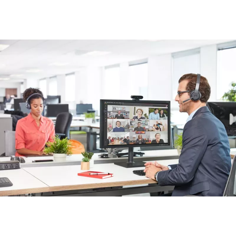 Logitech Zone Wireless MS 981-000854 Bluetooth-kuulokemikrofoni, korvan päällä, aktiivinen melunvaimennus, langaton Qi-lataus, Microsoft Teams, grafiitti