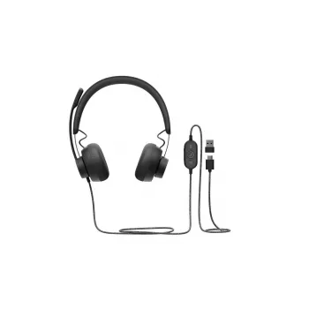 LOGITECH Zone Wired - USB-C / USB-A - headset - UC Zone - musta