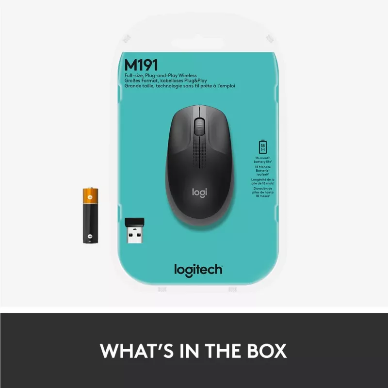LOGITECH M190 Full-Size langaton hiiri keskiyönharmaa
