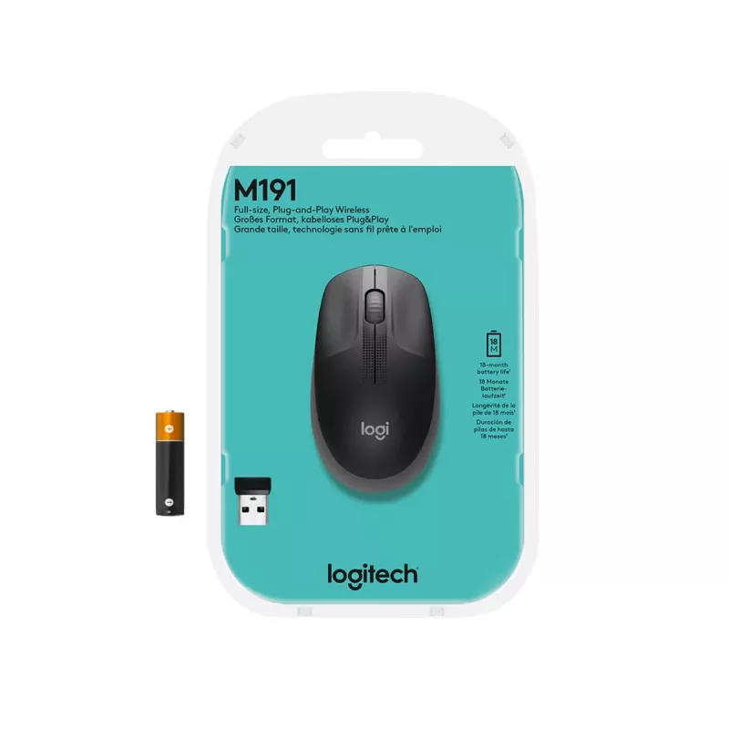 LOGITECH M190 Full-Size langaton hiiri keskiyönharmaa