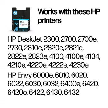 HP 305 alkuperäinen mustekasetti kolmella värillä, syaani, magenta, keltainen, 1 kpl, 100 sivua