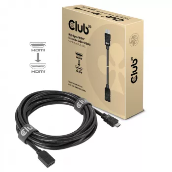 CLUB3D High Speed HDMI™ jatkokaapeli 4K60Hz M/F 5m/16,4ft 26 AWG