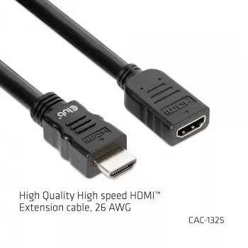 CLUB3D High Speed HDMI™ jatkokaapeli 4K60Hz M/F 5m/16,4ft 26 AWG