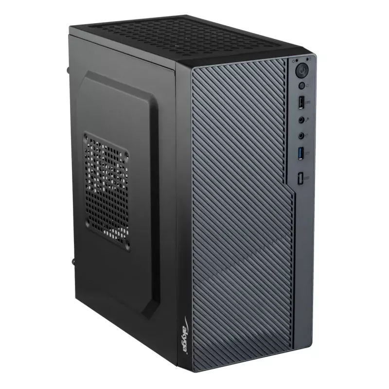 Akyga AK36BK Micro-ATX-tietokonekotelo, Micro ATX / Flex ATX / Mini ITX, USB 3.0 + USB 2.0, ilman virtalähdettä, musta