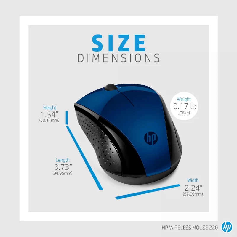 HP langaton hiiri 220 (Lumiere Blue), molempikätinen, RF Wireless, sininen