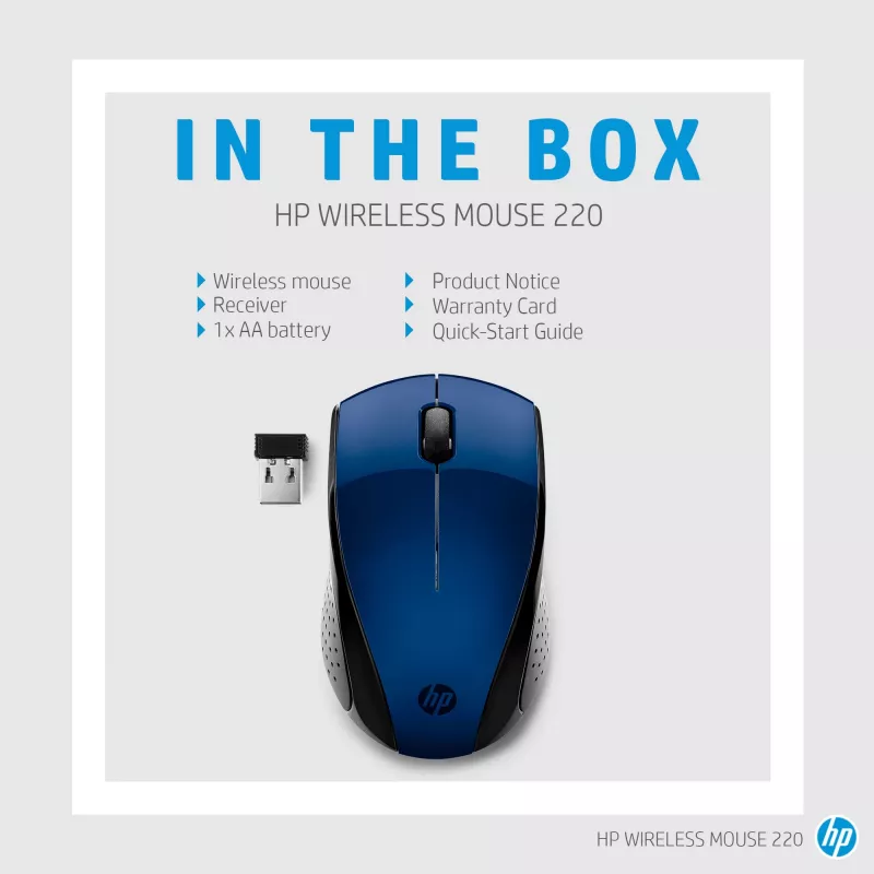 HP langaton hiiri 220 (Lumiere Blue), molempikätinen, RF Wireless, sininen