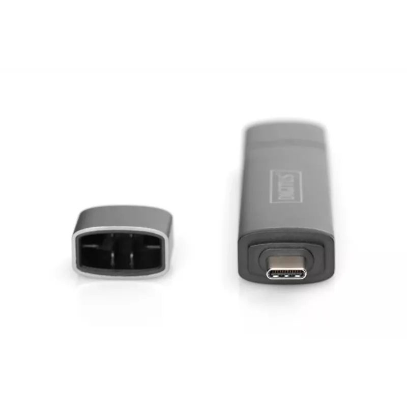 DIGITUS Combo -kortinlukija-keskitin (USB-C+USB 3.0) 1x SD, 1x MicroSD, 1x USB 3.0, harmaa