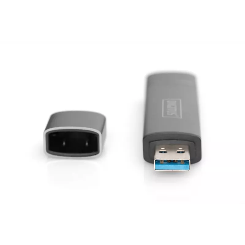DIGITUS Combo -kortinlukija-keskitin (USB-C+USB 3.0) 1x SD, 1x MicroSD, 1x USB 3.0, harmaa