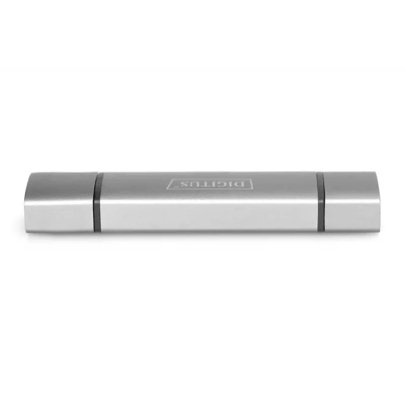 DIGITUS Combo -kortinlukija-keskitin (USB-C+USB 3.0) 1x SD, 1x MicroSD, 1x USB 3.0, harmaa