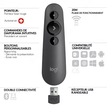 LOGITECH R500s laser-esityskaukosäädin grafiitti