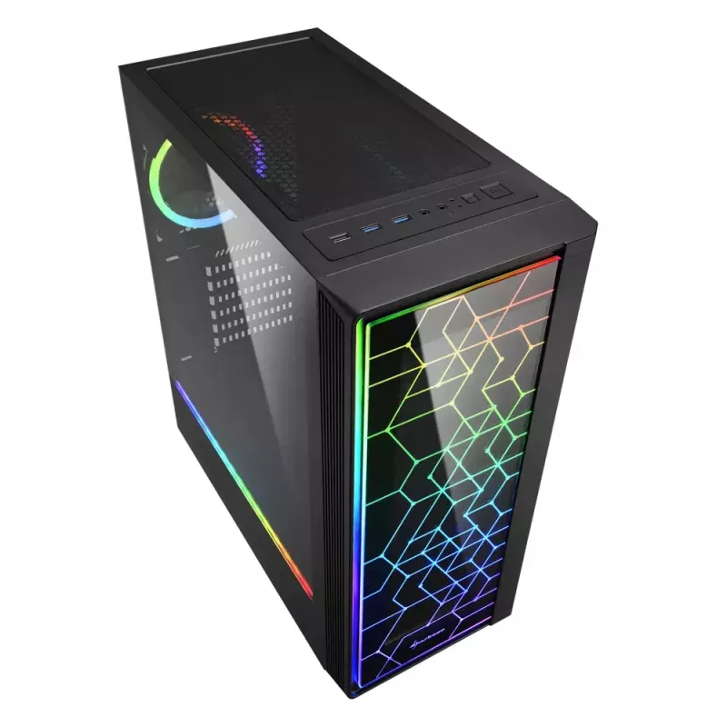 PC-kotelo Sharkoon RGB LIT 100 Midi Tower musta